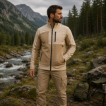 Мъжко outdoor softshell яке за работа, туризъм и къмпинг – beige - Image 2